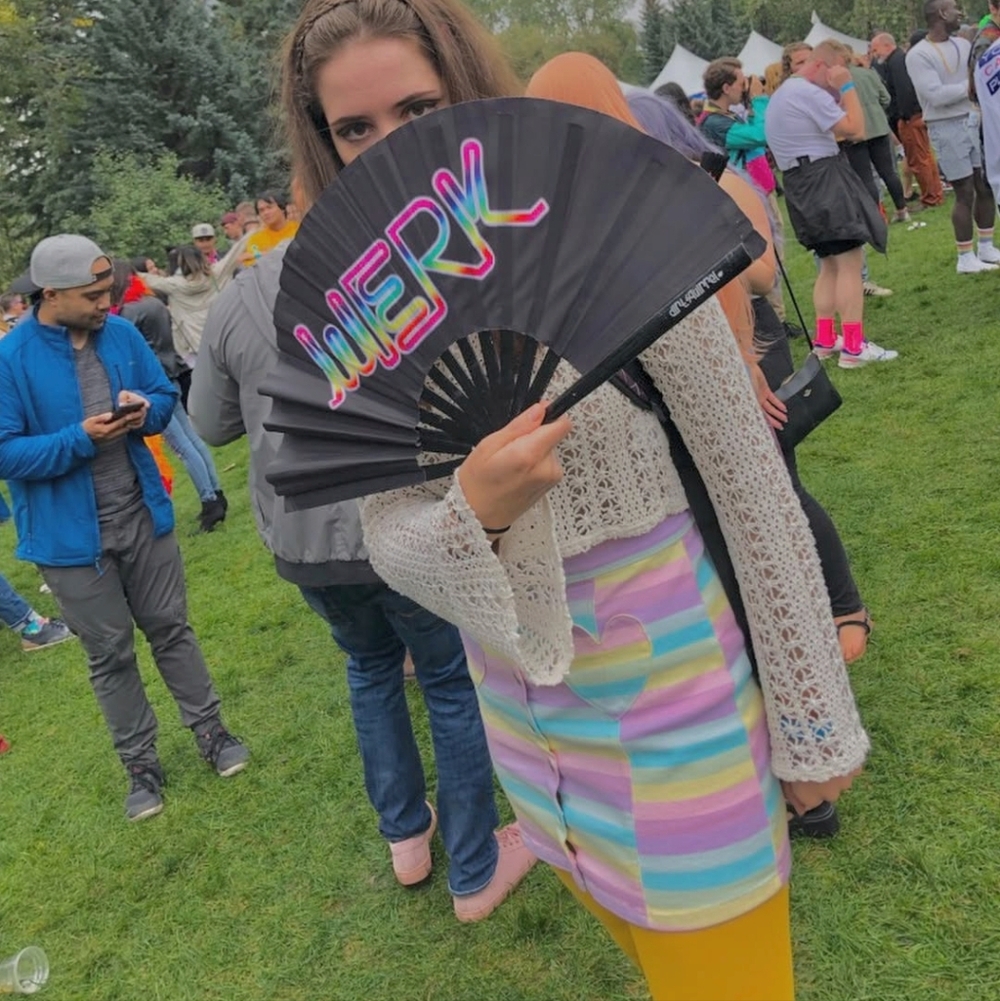 Blackheart Pastel Rainbow Striped Mini Skirt with Heart Pockets
